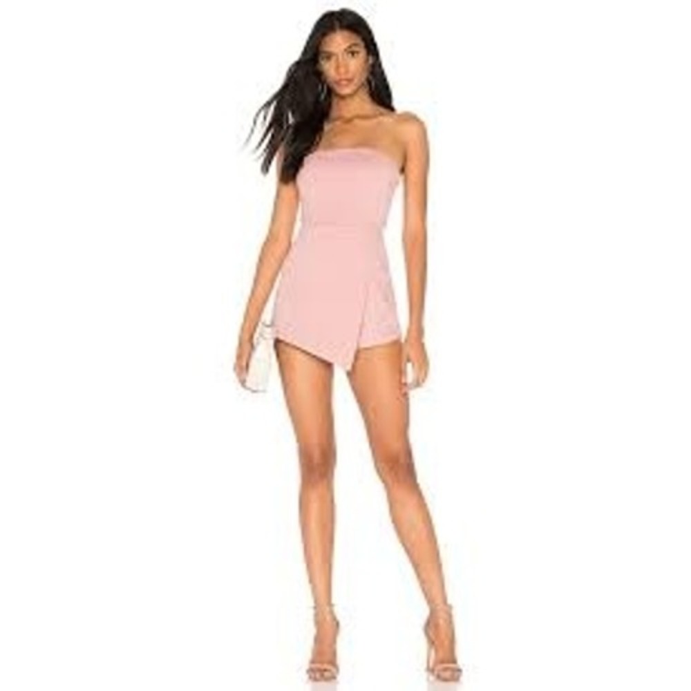 Super Down Romper Women Medium Pink Strapless Skort Wrap Front Mini Dress Style